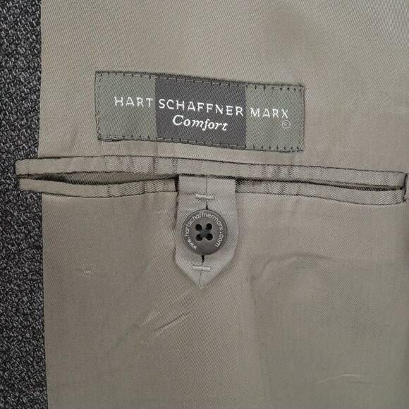 Hart Schaffner Marx Sport Coat Mens 44L Gray Wool Tweed Comfort Jacket Lined Vtg - Picture 3 of 16